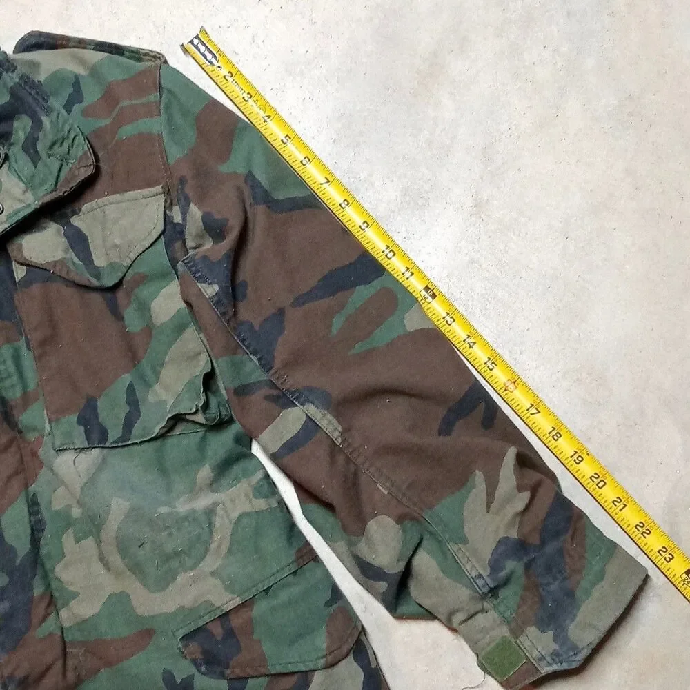 Vintage US Military M65 Field Jacket Woodland Camo Cold Weather Coat XS Long - Picture 13 of 13